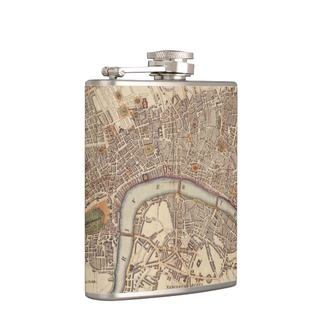 Petaca Mapa del vintage de Londres Inglaterra (1807) (Derecha)