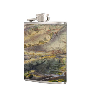 Petaca Mapa del vintage del campo de batalla de