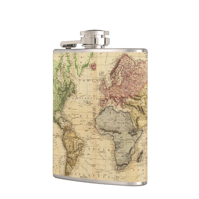 Petaca Mapa del vintage del mundo (1831) (Izquierda)