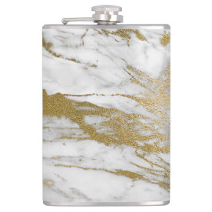 PETACA MARBLE ABSTRACTO BLANCO ORO INOXIDABLE