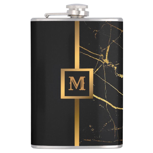 Petaca Marble de oro negro elegante y elegante (Anverso)