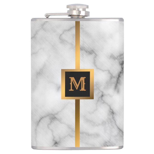 Petaca Marble de oro negro elegante y elegante (Anverso)