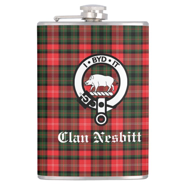 Petaca Marca de Escudo Nesbitt de clan y Tartán personali (Anverso)
