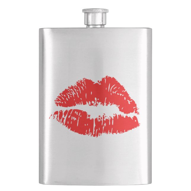 Petaca Marca roja de besos de lápiz labial (Anverso)