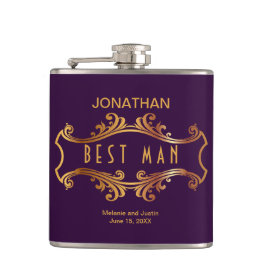 Petaca Marco de la Cresta Real de Oro Púrpura Favor del P