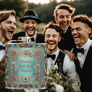 Petaca Marco elegante de color turquesa de cobre de perso