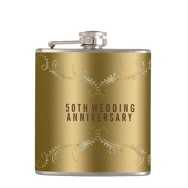 Petaca Marco floral dorado y Purpurina sobre oro (Anverso)