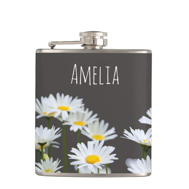 Petaca Margaritas en Gris Personalizadas (Anverso)