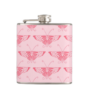 Petaca Mariposa Art Déco estilizada - rosa coral