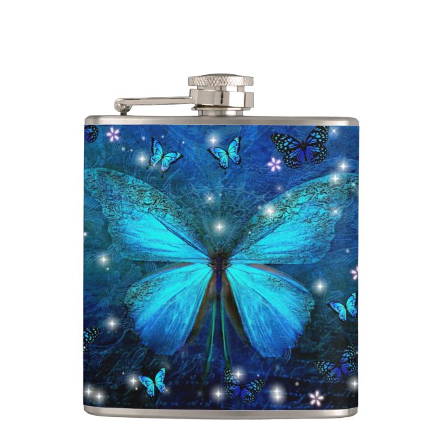 Petaca Mariposa azul elegante (Anverso)