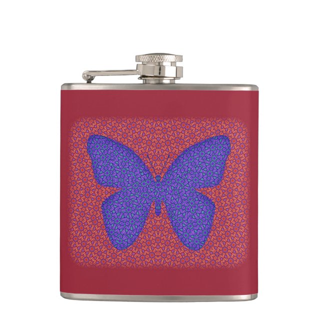 Petaca Mariposa morada y roja (Anverso)