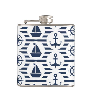 Petaca Marítimo En Patrón Azul