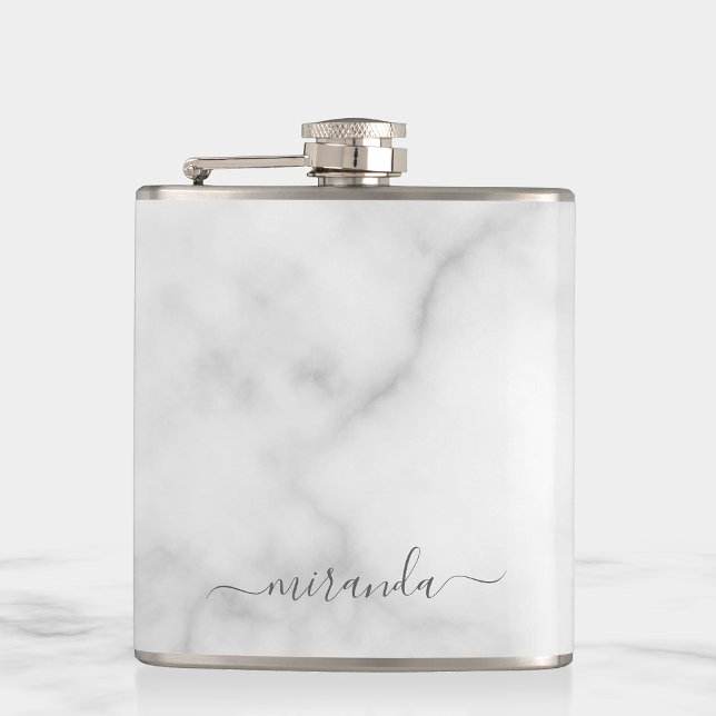 Petaca Mármol blanco con el nombre personalizado del guió (Subido por el creador)