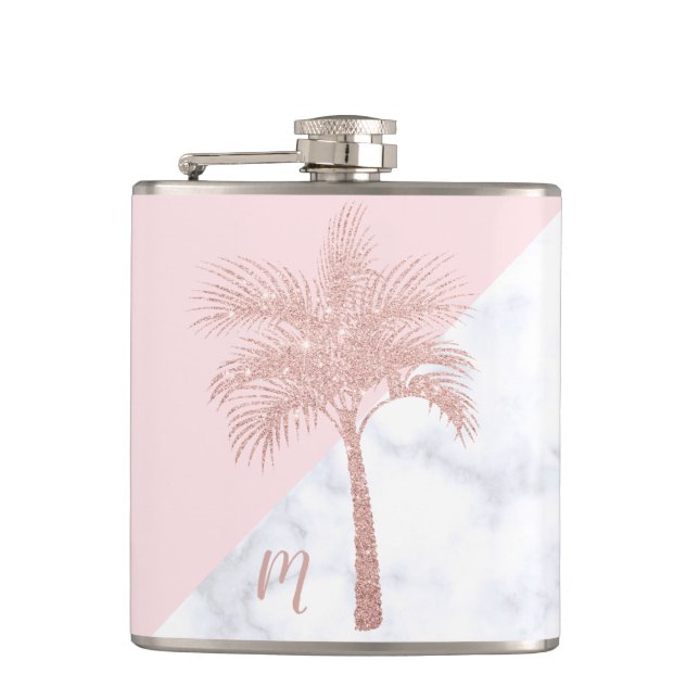 Petaca Mármol color de rosa femenino elegante del blanco (Anverso)