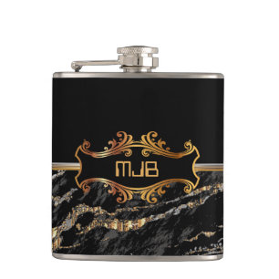 Petaca Mármol negro y oro