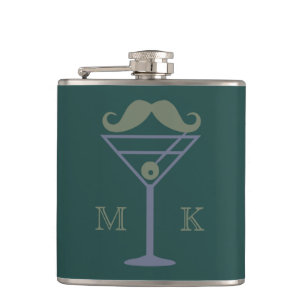 Petaca Martini Mustache personalizado frasco de monograma