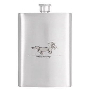 Petaca Máscara de acero inoxidable gris de Dachshund vol