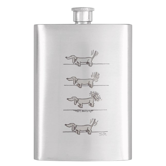 Petaca Máscara de acero inoxidable gris de Dachshund vola (Anverso)