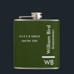 Petaca Máscara de cadera Groomsman personalizada de monog<br><div class="desc">Este diseño Groomsman presenta tonos minimalistas de verde escritos a mano. ¡Puede personalizar el nombre,  el título y el novio o agregar el mensaje de su personalizado! Muestra a tu Groomsman cuánto amas y aprecias su participación.</div>