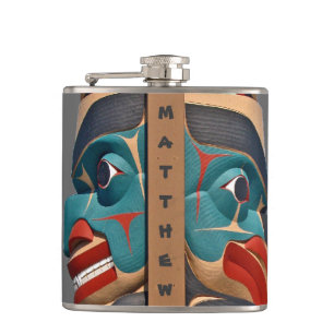 Petaca Máscara de diseño del Tótem del Noroeste del Pacíf