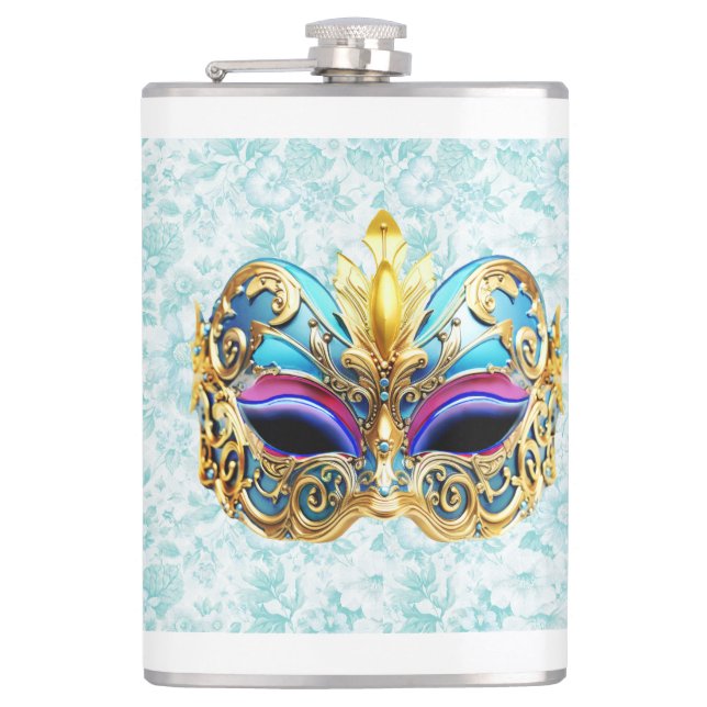 Petaca Máscara de máscaras con adornos dorados (Anverso)