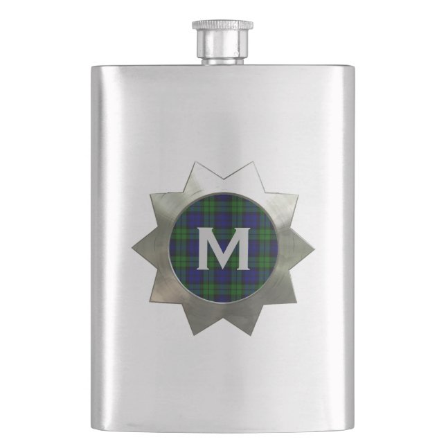 Petaca Máscara de Monograma de Reloj Negro (Anverso)
