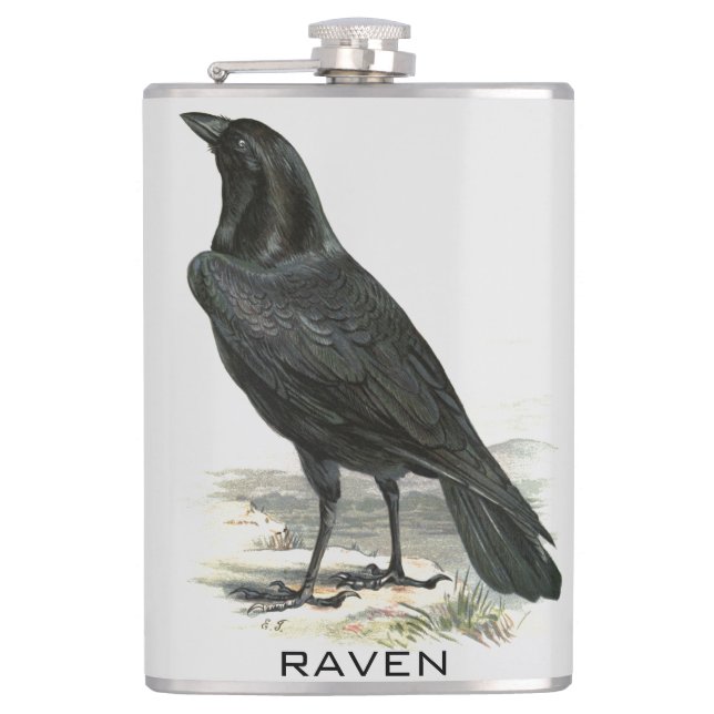 Petaca Máscara de nombre personalizada de Raven negro (Anverso)