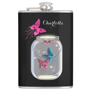 Petaca Mason Jar De Las Mariposas Personalizadas