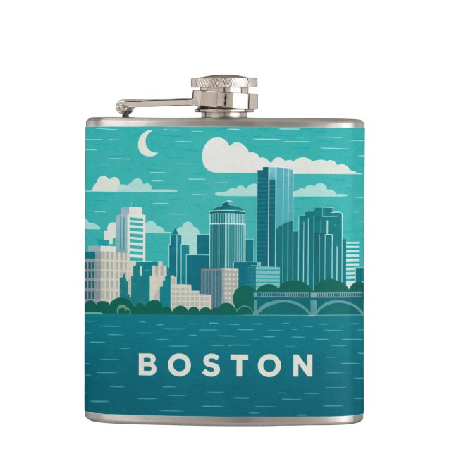 Petaca Massachusetts Night Cityscape | Boston City (Anverso)