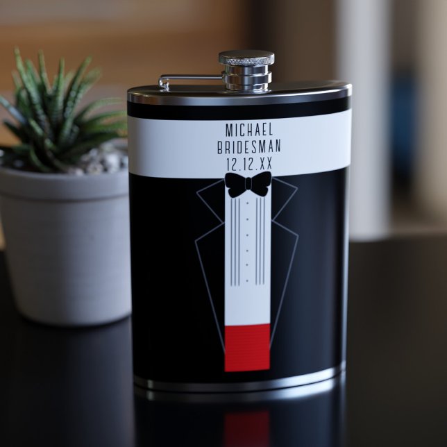Petaca Matraz Boda de los novios de Tuxedo Bow Tie Grooms (Subido por el creador)