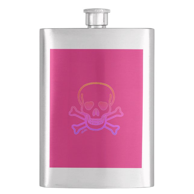 Petaca Matraz de acero inoxidable con cráneo fantasma cal (Anverso)
