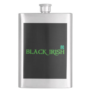 Petaca Matraz de acero inoxidable de trébol negro irlandé