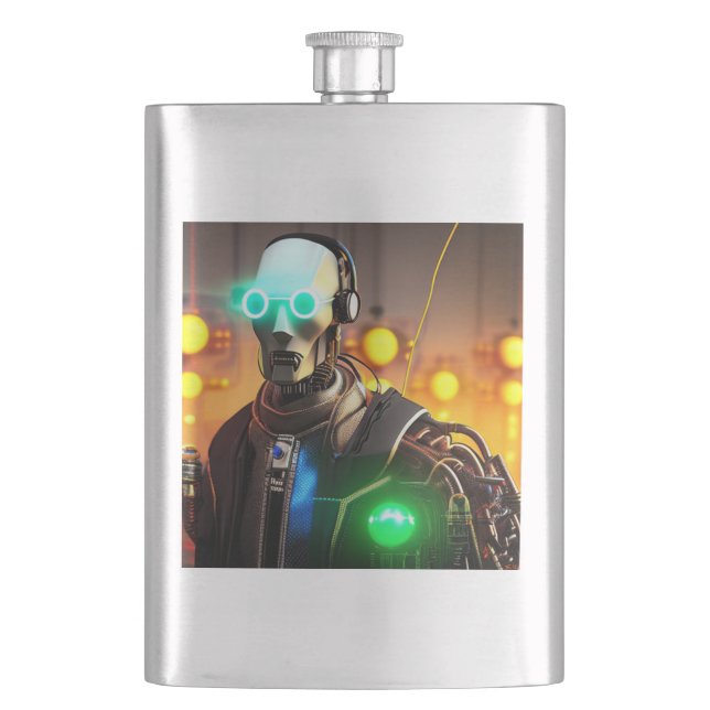 Petaca Matraz de acero inoxidable Robot 2 (Anverso)