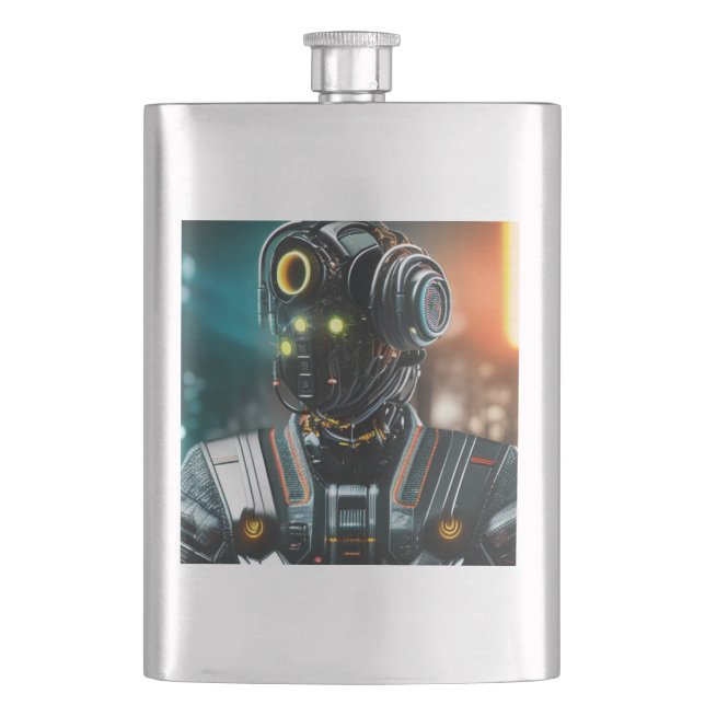 Petaca Matraz de acero inoxidable Robot 3 (Anverso)