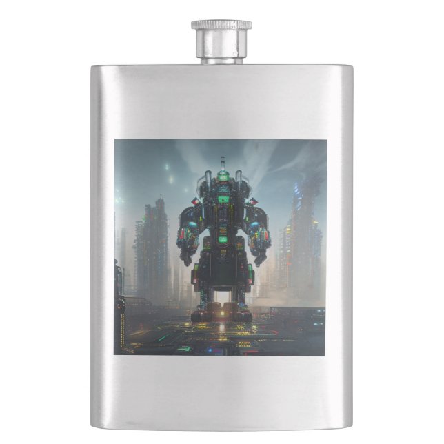 Petaca Matraz de acero inoxidable Robot 4 (Anverso)