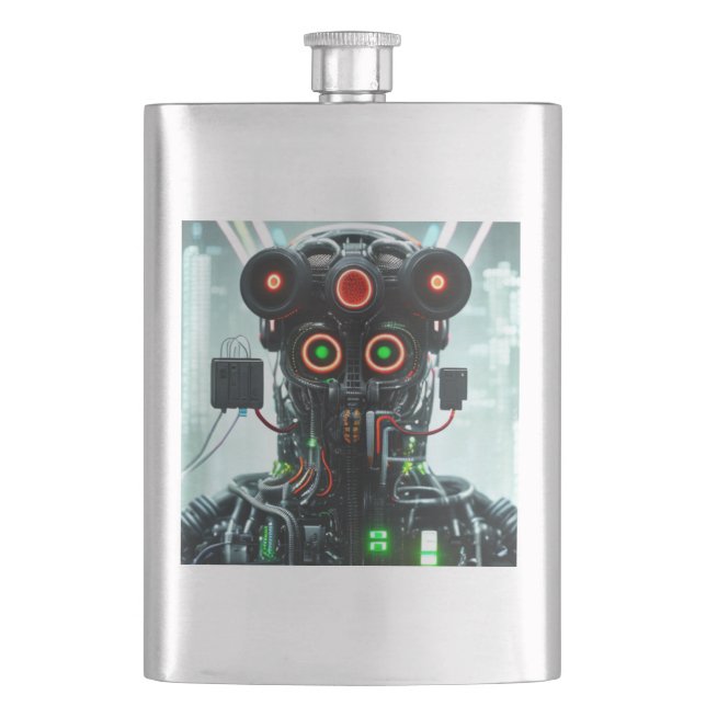Petaca Matraz de acero inoxidable Robot 5 (Anverso)