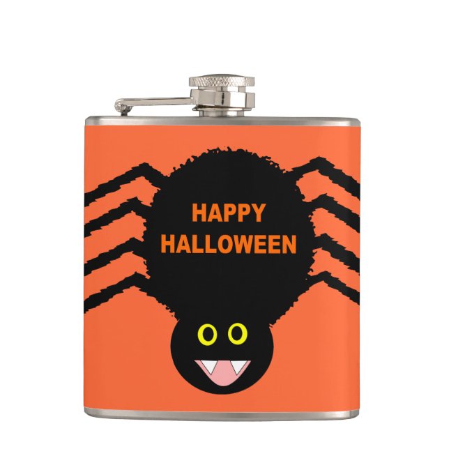 Petaca Matraz de araña negra de Halloween (Anverso)