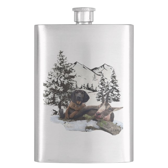 Petaca Matraz de aventura de caza de cabras de montaña (Anverso)