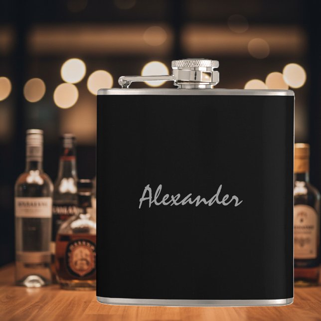 Petaca Matraz de bebida personalizado | regalo elegante p (black flask for men)