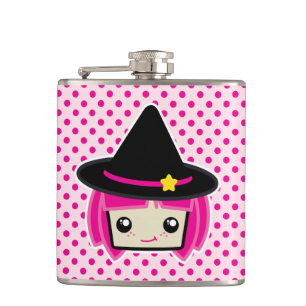 Petaca Matraz de bruja rosada de Kawaii