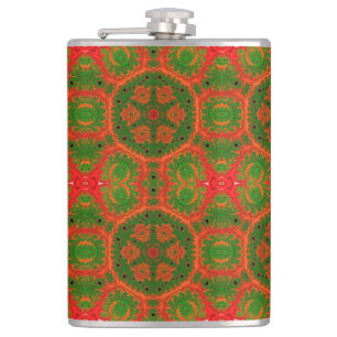 Petaca Matraz de cadera de Kaleidoscope verde y naranja
