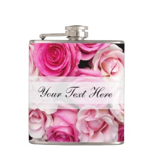 Petaca Matraz de cadera de rosas y blancas personalizados