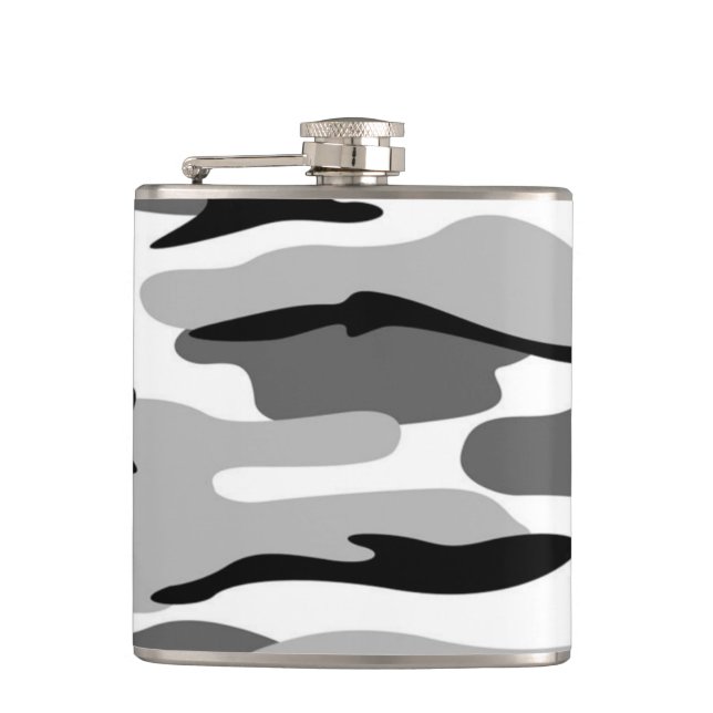 Petaca Matraz de camuflaje gris y negro (Anverso)