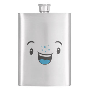 Petaca Matraz de cara de Kawaii sonriente azul