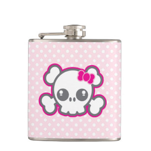 Petaca Matraz de cráneo de cinta rosada de Kawaii