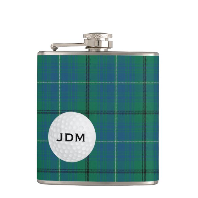Petaca Matraz de golf Monogramado Clan Mayhew Tartan Plai (Anverso)