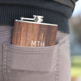 Petaca Matraz de Hip monograma de Madera Rústica