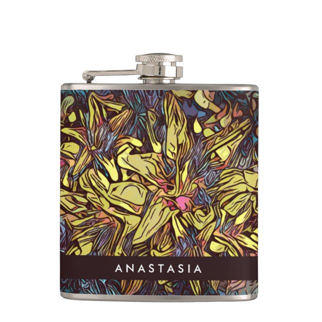 Petaca Matraz de Hip Personalizado Botánico Floral Modern (Anverso)