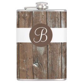 Petaca Matraz de monograma de grano de madera de secado r