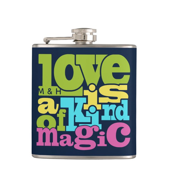 Petaca Matraz de monograma del personalizado de amor mági (Anverso)